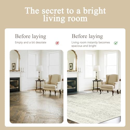Washable Rugs 6x9 Area Rugs for Living Room,Bedroom,Dining Room-Beige Green - Image 3