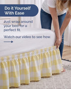 CGK Wrap Around Dust Ruffle Bed Skirt - Full Size, 12" Inch, Yellow - Image 3