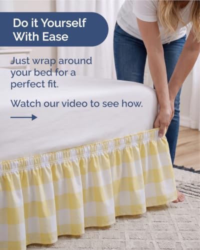CGK Wrap Around Dust Ruffle Bed Skirt - Full Size, 18" Inch, Yellow - Image 3