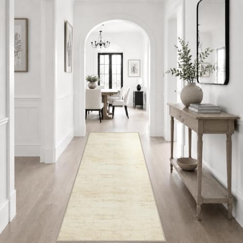 2x6 Washable Runner Rug：Modern Abstract Kitchen Soft Carpet Beige - Image 5