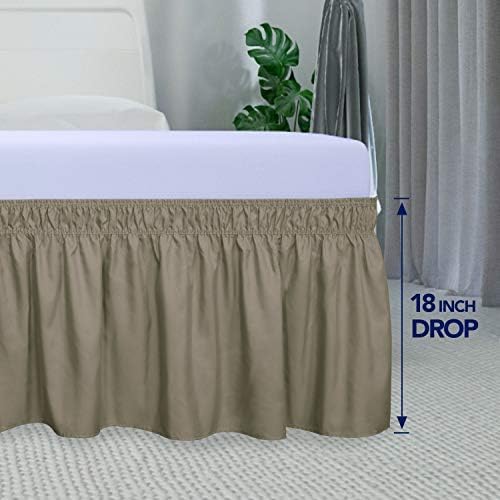 PureFit Wrap Around Ruffled Bed Skirt, Sand, Queen/King - 18" Drop - Image 5