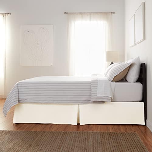 Amazon Basics Lightweight Pleated Bed Skirt, Machine Washable, Wrinkle and Fade Resistant, Queen, Off White - Image 3