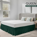 Wrap Around Queen Bed Skirt, Easy Fit Elastic Belt, 16 Inch Drop, Emerald - Image 2