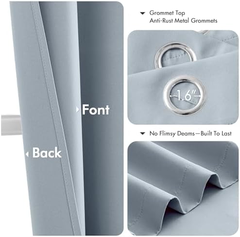 MIULEE Blackout Curtains for Bedroom 2 Panels 40 x 45 Inch Long Light Blue - Image 4