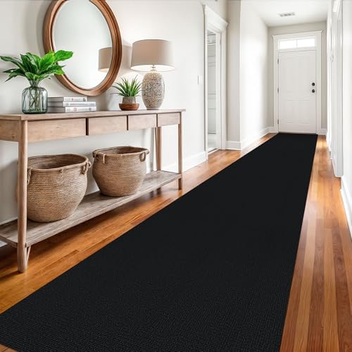 EARTHALL Washable Runner Rug, Non Slip Hall Runner, 3x18 Ft, Black Heather - Image 5