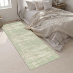 3x10 Washable Runner Rug：Modern Abstract Soft Carpet Green Cream - Image 4