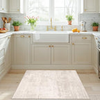 Washable 3x4 Kitchen Area Rugs: Abstract Stain-Resistant Sink Rug Non-Slip Durable Doormat Ultra Soft Bedroom Nursery Besides Carpets Indoor Water Resistant Bathroom Floor Mat(3x4,Beige/Cream) - Image 6