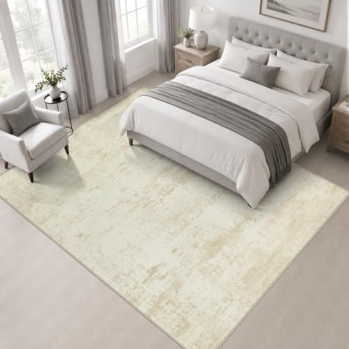 Area Rug Living Room: 4x4 Modern Washable Indoor Soft Carpet Beige - Image 4