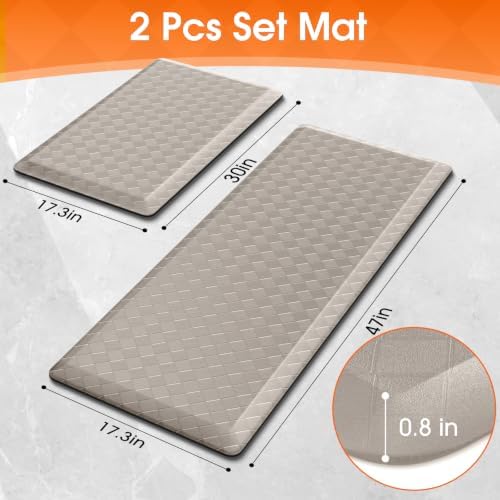 TranquilRelax 4/5 Inch Cushioned Anti Fatigue Kitchen Mats for Floor, Taupe - Image 2