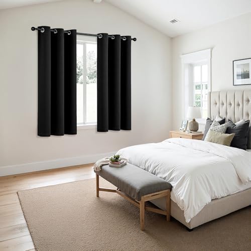 MIULEE Blackout Curtains for Bedroom 2 Panels 40 x 40 Inch Long Black - Image 6