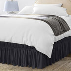 Wrap Around King Bed Skirt, Easy Fit Elastic Belt, 16 Inch Drop, Black - Image 2