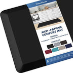 KitchenClouds Kitchen Mat Cushioned Anti Fatigue Kitchen Rug Non Slip Standing Mat Comfort Floor Mats for Sink Office (17.3"x39"- 0.8inch,Black) by KitchenClouds
