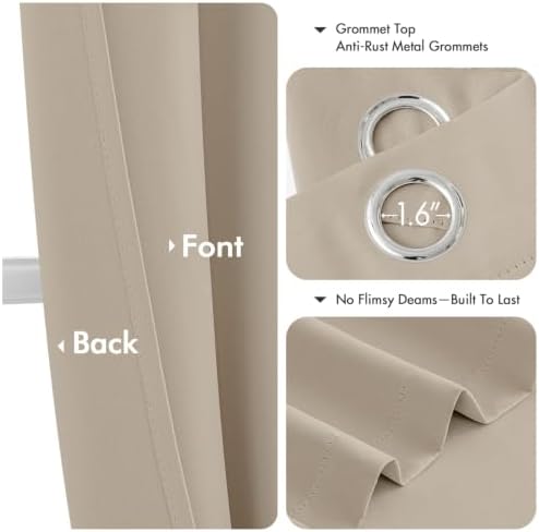 MIULEE Blackout Curtains for Bedroom 2 Panels 40 x 45 Inch Long Light Beige - Image 4