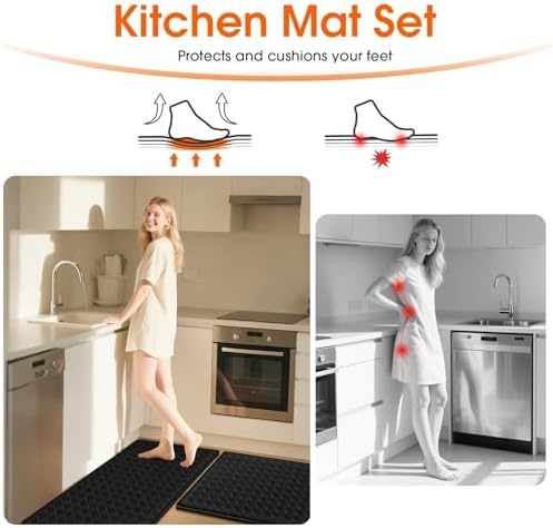 TranquilRelax 2-Piece Kitchen Mats, Cushioned Non-Slip Floor Mats, Grey - Image 5