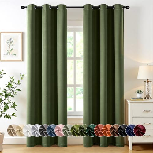 MIULEE Blackout Curtains for Bedroom 2 Panels 40 x 80 Inch Long Olive Green by MIULEE