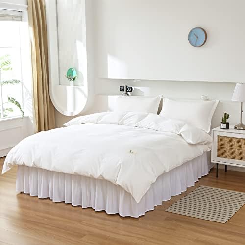 MEILA Wrap Around Elastic Bed Skirt for Twin & Full Beds, 24" Drop, White - Image 3