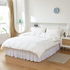 MEILA Wrap Around Elastic Bed Skirt for Queen & King Beds, 16" Drop, White - Image 5