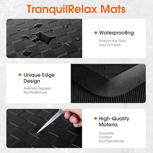 TranquilRelax 4/5 Inch Cushioned Anti Fatigue Kitchen Mats for Floor, Black - Image 3