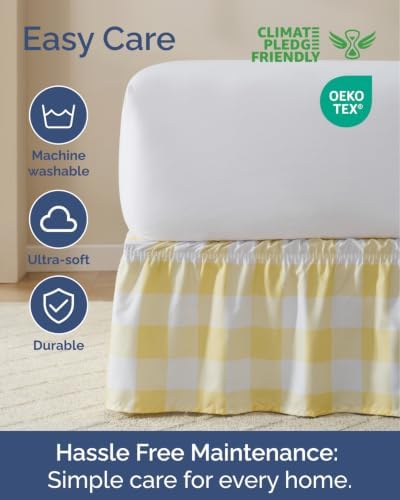 CGK Wrap Around Dust Ruffle Bed Skirt - Queen Size, 18" Inch, Yellow - Image 6