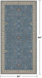 Blue 2x4 Runner Rug for Entryway Indoor, Kitchen Floor Waterproof, Bathroom, Powder Room, Washable Non Slip Low Pile Stain & Fade Resistant, Modern Eclectic Floral Decor - Image 2