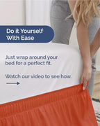CGK Wrap Around Dust Ruffle Bed Skirt - Full Size, 9" Inch, Terracotta - Image 3