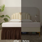 MEILA Bed Skirt Three Fabric Sides Elastic Wrap Around Dust Ruffled Solid Bed Skirts Easy On/Easy Off 16 Inch Tailored Drop, Chocolate, Twin/Full - Image 5