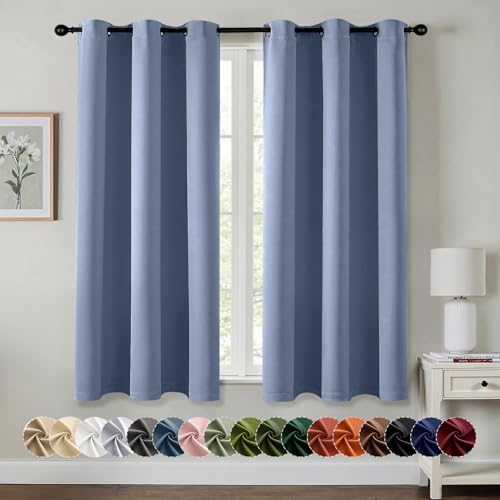 MIULEE Blackout Curtains for Bedroom 2 Panels 40 x 54 Inch Long Denim Blue by MIULEE