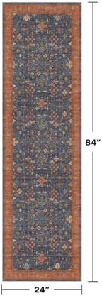 Hazo Haus Navy Blue Runner Rug 2x7 for Kitchen, Hallway, Mudroom, Laundry Room, Bathroom, Washable Non Slip Non Skid Rubber Backing Low Pile Stain Resistance - Image 2