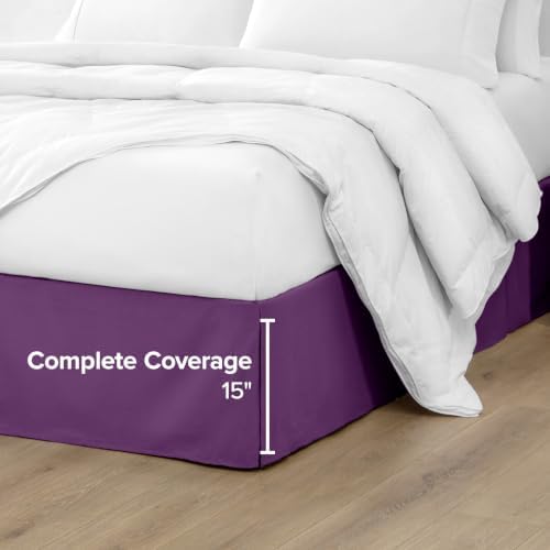 Bare Home Bed Skirt 15-Inch Drop 1800 Ultra-Soft (Queen, Plum) - Image 5