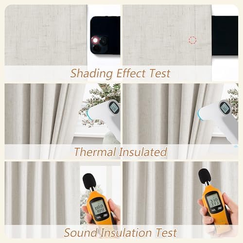 Guken 100% Blackout Linen Curtains 90 Inch Long for Bedroom 2 Panels Modern - Image 5