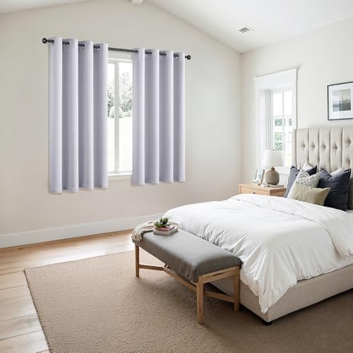 MIULEE Blackout Curtains for Bedroom 2 Panels 55x68 Inch Long Greyish White - Image 6