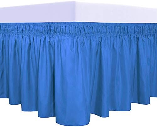PureFit Wrap Around Ruffled Bed Skirt, Blue, Twin/Full - 14" Drop by PureFit