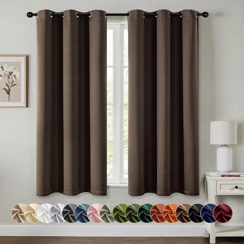 MIULEE Blackout Curtains for Bedroom 2 Panels 40"x54" Long Chocolate Brown by MIULEE