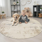 Round Area Rug Living Room: 5 ft Modern Washable Indoor Carpet - Image 3