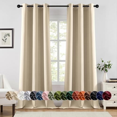 MIULEE Blackout Curtains for Bedroom 2 Panels 40 x 96 Inch Long Cream Beige by MIULEE