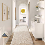 Ophanie Runner Rug for Hallway, 2x7 Washable Non-Slip Fluffy Soft Bedside Rugs, Bedroom Living Room Shaggy Carpet for Kids Girls Boys Dorm Nursery Decor Aesthetic, Ivory with Over 99 pcs Pile fibers by Ophanie