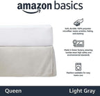 Amazon Basics Lightweight Pleated Bed Skirt, Machine Washable, Wrinkle and Fade Resistant, Queen, Light Grey, 16-Inch Drop - Image 2
