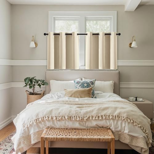MIULEE Blackout Curtains for Bedroom 2 Panels 40 x 36 Inch Long Cream Beige - Image 7