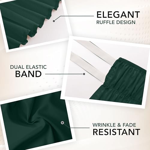 Wrap Around King Bed Skirt, Easy Fit Elastic Belt, 16 Inch Drop, Emerald - Image 5