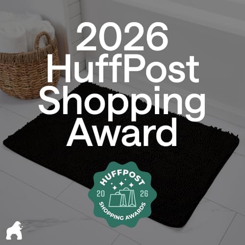 GORILLA GRIP Bath Rug Mat for Bathroom, Absorbent Chenille, 54x24 Black - Image 6
