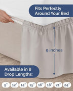 CGK Wrap Around Dust Ruffle Bed Skirt - Full Size, 9" Inch, French Grey - Image 4