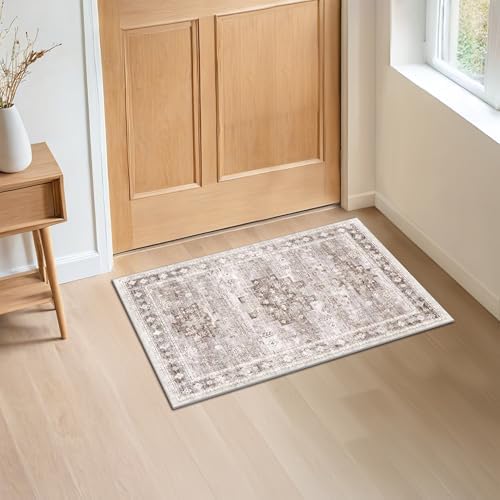 Boho Bathroom Rugs - Washable Non-Slip Soft Low Pile Area Rug for Entryway, Kitchen, and Indoor Spaces - Modern Farmhouse Design, Perfect for Boho Décor (2x3 Beige/Latte) - Image 6