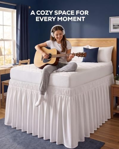 Dorm Room Bed Skirt Twin XL, Dorm Room Essentials, 34 Inch Drop, White - Image 5