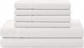 Linen Home 100% Cotton Percale Sheet Set, King Size, White, Deep Pocket, 6 Pieces Set - 1 Flat, 1 Deep Pocket Fitted Sheet and 4 Pillowcases, Crisp Cool and Strong Bed Linen