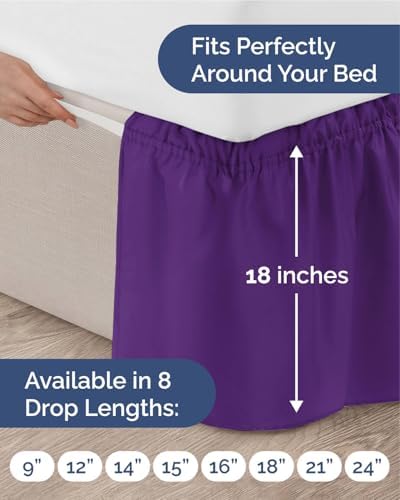 CGK Wrap Around Dust Ruffle Bed Skirt - Full Size, 18" Inch, Purple - Image 4