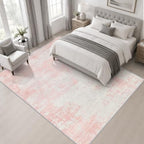 Area Rug Living Room: 5x5 Modern Washable Soft Carpet Pink White - Image 3