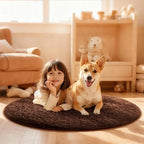 Ophanie Round Rug 4Ft Brown Circle Area Rug, Fluffy Fuzzy Small Bedroom Carpet, Plush Soft Shaggy Floor Living Room Circular Decor for Kids Boys Girls Home Aesthetic, Nursery with 99 pcs Pile fibers - Image 3