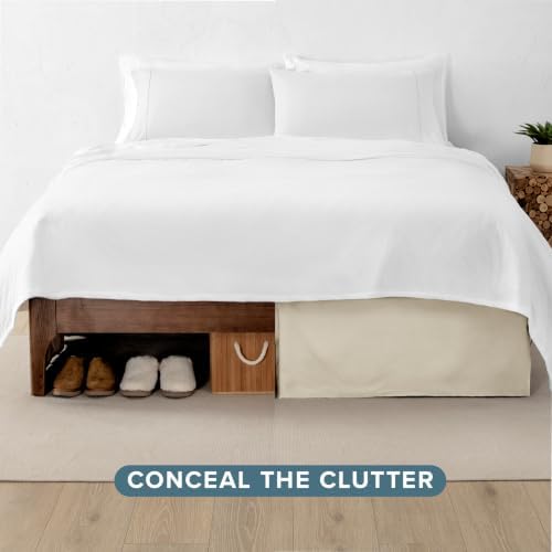 Bare Home Bed Skirt 15-Inch Drop 1800 Ultra-Soft (Twin XL, Sand) - Image 4