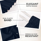 Wrap Around King Bed Skirt, Easy Fit Elastic Belt, 16 Inch Drop, Navy - Image 6