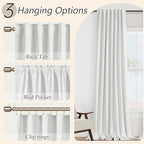 Guken 100% Blackout Linen Curtains 63 Inch Long 2 Panels Off White - Image 6